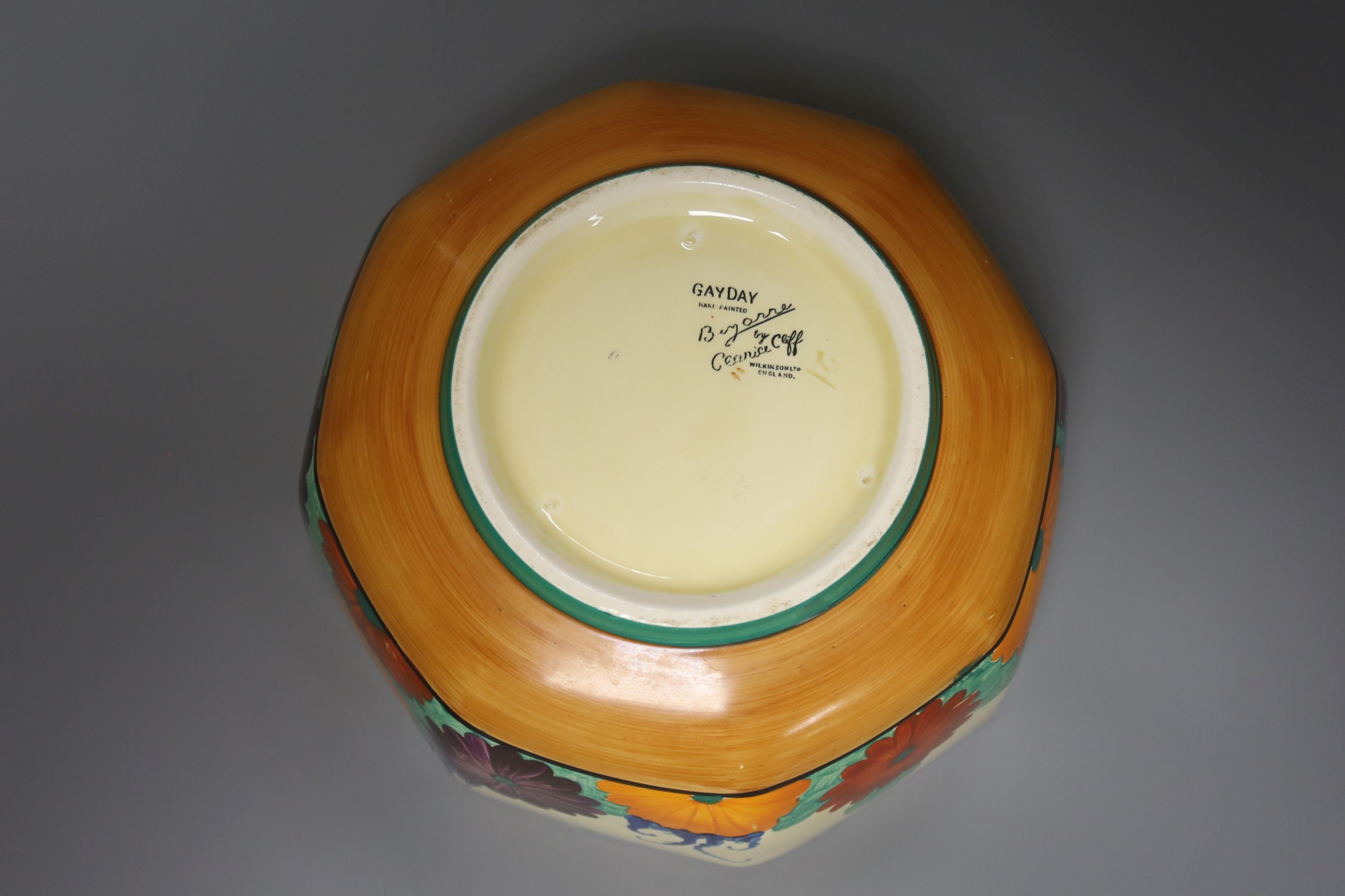 A Clarice Cliff 'gayday' pattern octagonal bowl 21cm